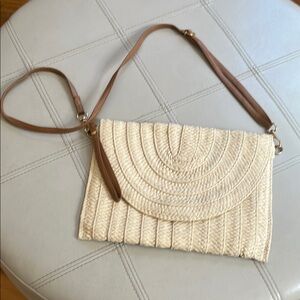 Elegant Cream Woven Crossbody Bag